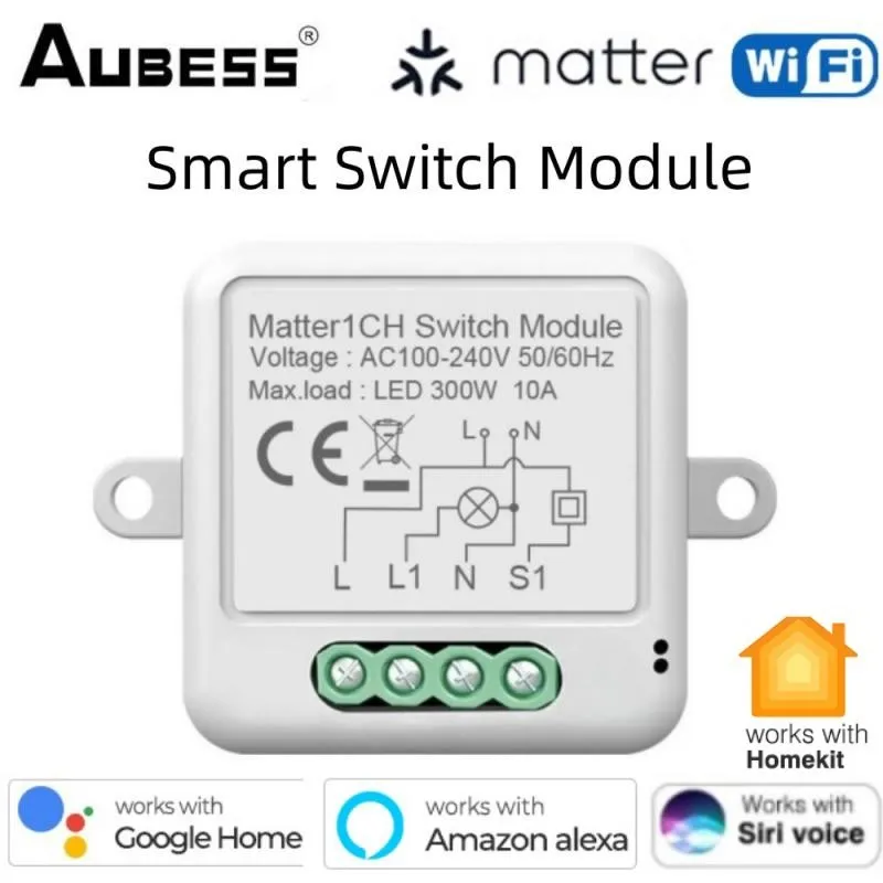 

Matter WIFI Smart Switch Module Relay Breaker Smart Home HomeKit Remote control Works With Siri Alexa Google Home Zero Fire