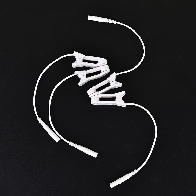 2pcs Ear Clip Elcetrodes Tens Electrode Lead Wire Connecting Cable 2mm Microcurrent Electromyography Diagnostics Line Adapter