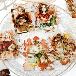 Journal GO 10pcs Vintage Reading Girl Stickers DIY Craft Scrapbooking Album Junk Journal Decorative Sticker Planner Card Making