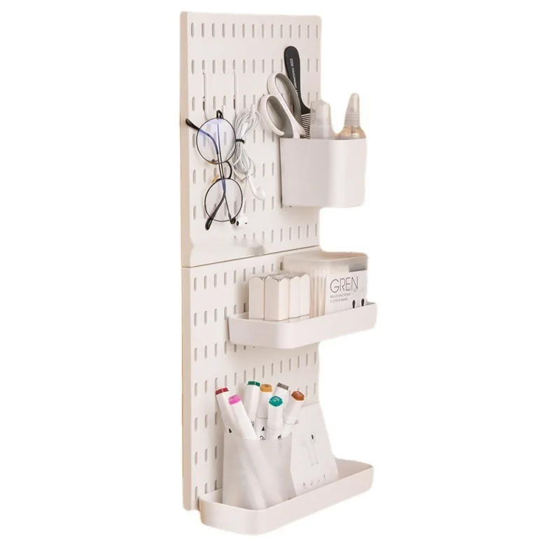 Household study hole board non-punching wall bookshelf, classified storage and finishing marker pen holder ornament