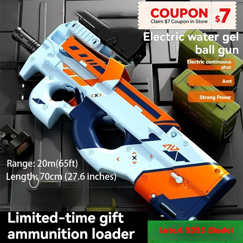 

2025 Newest Electric Gel Ball Blaster Gun - Full Auto 600RPM Splatter Ball Toy with 25M Range, for Outdoor Team Battle Games 12+