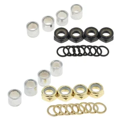 Accesorios estándar para monopatín, arandela de eje, espaciador de rodamiento, tuercas, anillos de velocidad para Kit de reconstrucción de reparación de Longboard, 16 piezas