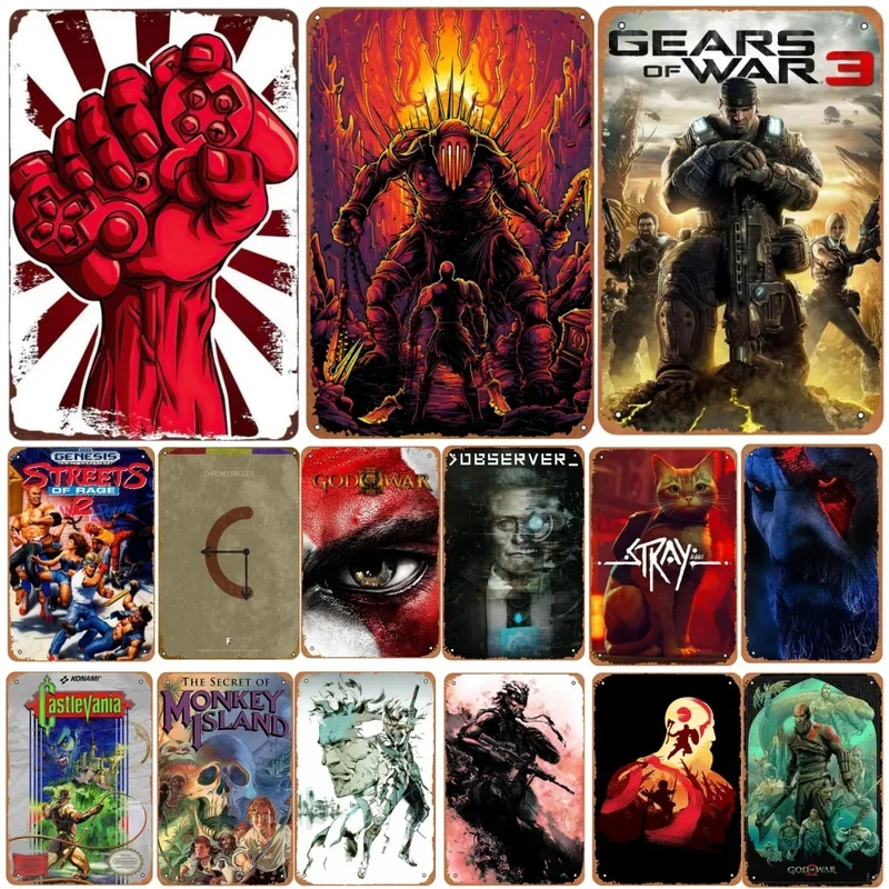 Металлический жестяной винтажный постер с изображением бога войны, художественный постер, Декор для дома, игрок, декор комнаты, Настенный декор, художественный постер, Подарочный металлический знак