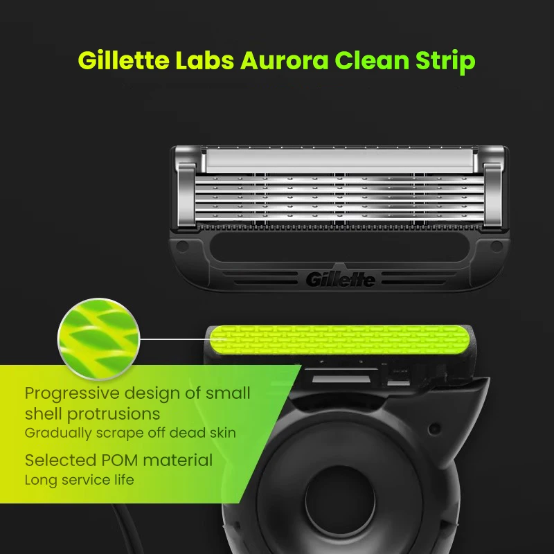 Gillette Labs Aurora-Rasoir Manuel à 5 Couches pour Homme, Épilation du Corps avec Tondeuse à Brûlure Latérale, Barbe, Original