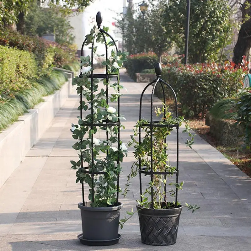 Enrejado de Metal obelisco de jardín, 3 tamaños, revestimiento de PE, soporte de flores de acero para plantas trepadoras, 10 pulgadas de diámetro,