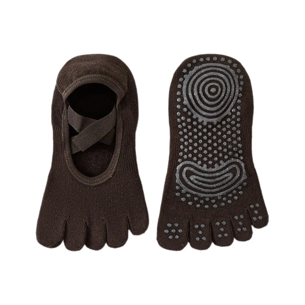 Cotton Women's Sports Yoga Socks Five Finger Breathable Five-toe Boat Socks Anti-slip Cross Strap Floor Toe Socks Ballet