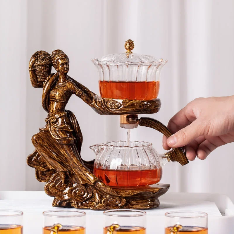 Innovative Tea Set with Creative Automatic Teapot and Kungfu Glass Cups for Tea Lovers