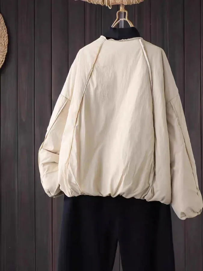 Winter Thiened ort Cotton Jaet Women's Faionable Warm Versatile Lightweight Retro Sle Button down Coat