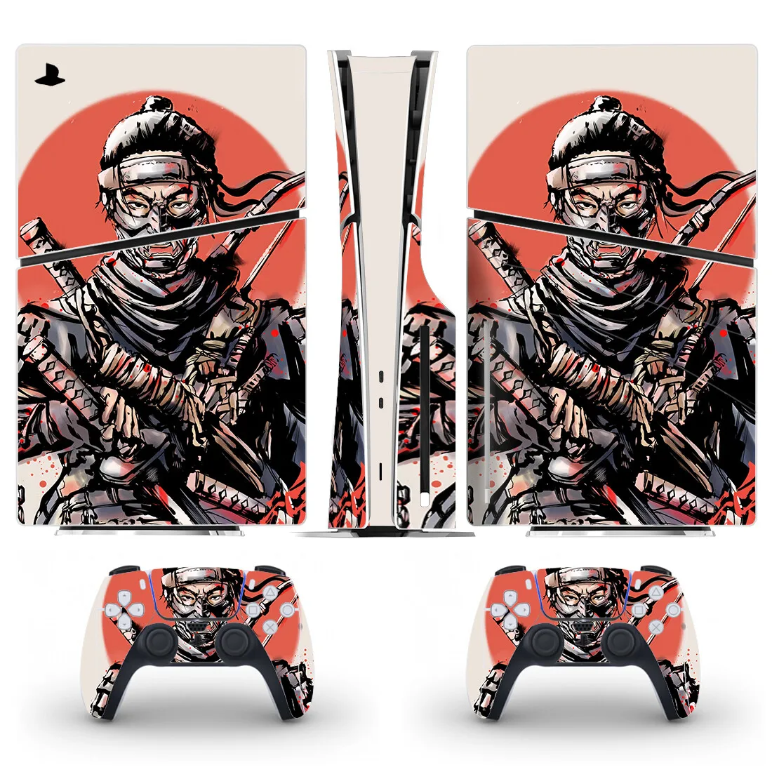 Ghost of Tsushima Game PS5 Slim Disc Skin Sticker Decal Cover for Console and 2 Controllers New PS5 Slim Disk Skin Vinyl