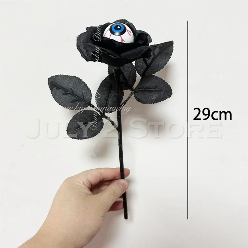 Halloween Costume Adults A Fake Rose Flower Black Single Stem Eyeballs Decoration Multicolor And Iron Wire Spider disguise Women - view 6