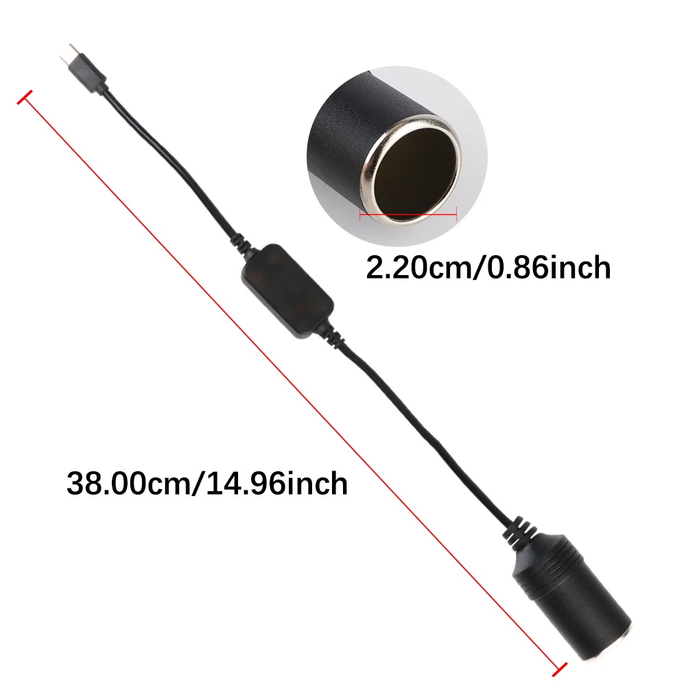 Car Electronics Accessories Cigarette Lighter Adapter Converter 1pc Type C Male to Female 5V USB To 12V Cigarette Lighter Socket view 3