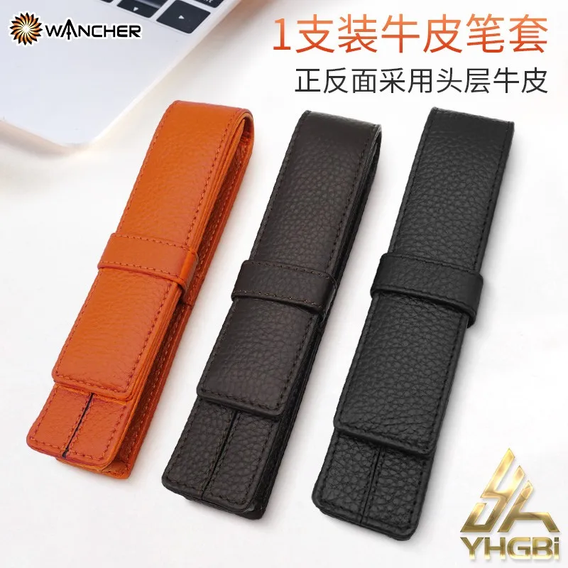 

Wancher Genuine Leather Fountain Pen Case Cowhide Single Pen Holder Pouch Sleeve Pen Bag Office Accessories