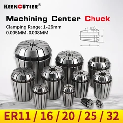 Alta Precisão Primavera Collet, Pinça Chuck para Máquina De Gravura CNC, Fresagem Lathe Tool, 0.005mm, 0.008mm, ER11, ER16, ER20, ER25, ER32