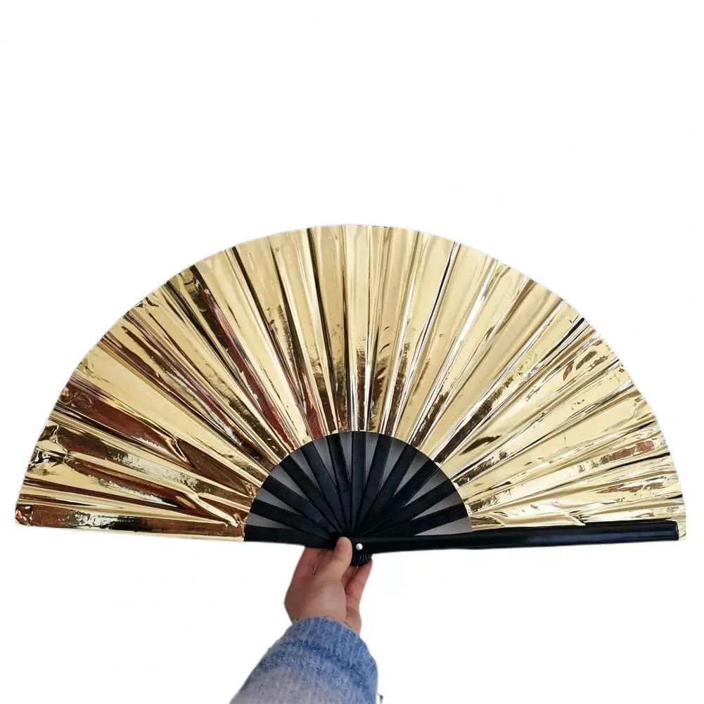 33cm PVC Holographic Folding Fan Iridescent Handheld Fan Summer Cooling Fan Decoration Dance Performance Props Party Accessories
