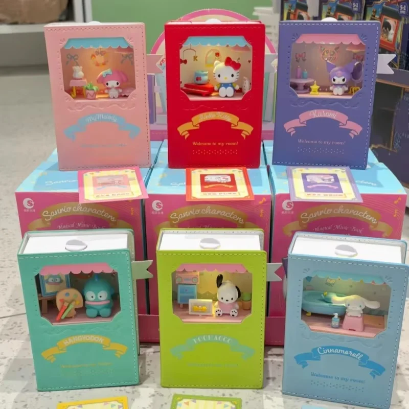 Figurines de collection tendance, boîte mystère, livre de musique magique, personnages Sanrio originaux, décoration de bureau, cadeaux