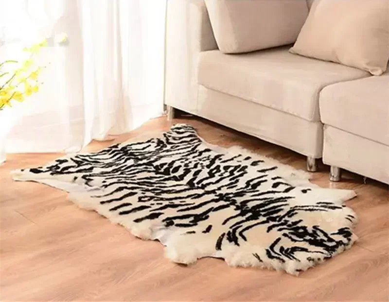 75x110cm simulação pele de tigre branco pele de leopardo tapete tapeçarias de parede sofá almofada cadeira pendurada tapete de carro