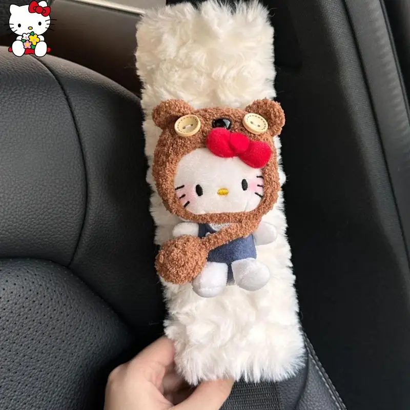 Kawaii อะนิเมะ Hello Kitty เด็กรถที่นั่งเข็มขัดการ์ตูนที่นั่งเข็มขัดป้องกันรถอุปกรณ์เสริมรถที่นั่งเข็มขัดเครื่องประดับ