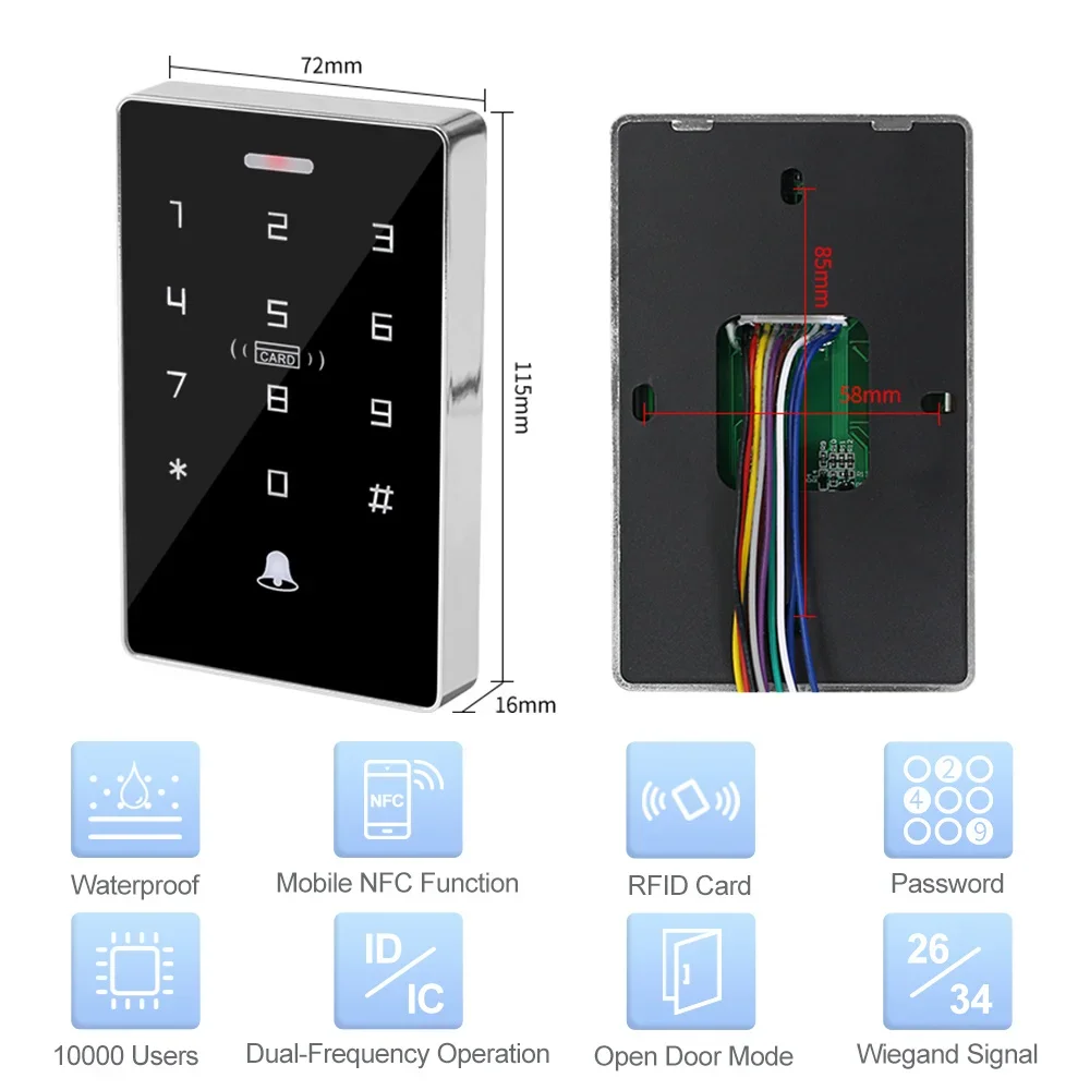 Zestaw do zewnętrznego systemu kontroli dostępu Zestaw wodoodpornej klawiatury RFID 125 kHz 13,56 MHz NFC + zamki 180 kg