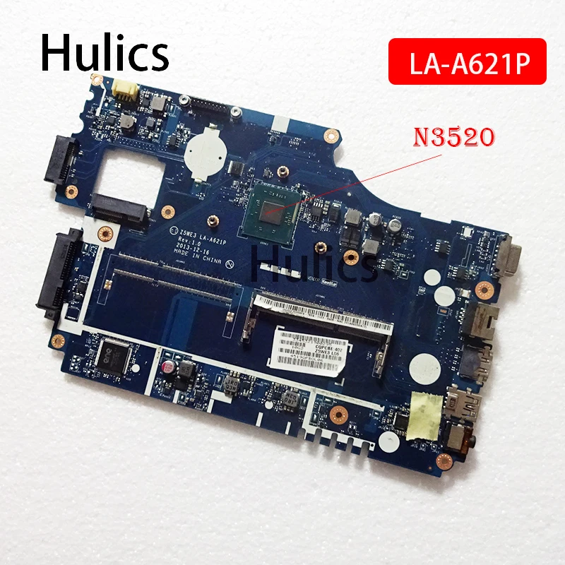 

Hulics Used Z5WE3 LA-A621P Laptop Motherboard For Acer E1-510 DDR3 NBC3911001 NB.C3911.001 Main Board SR1SE N3520 CPU