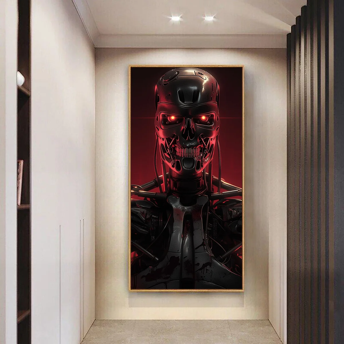 قطعة واحدة من ملصق القماش من سلسلة Terminator، فن الحائط الآلي المستقبلي طراز آرت ديكو، طباعة حبر بدون إطار لغرفة النوم والمكتب والعيش