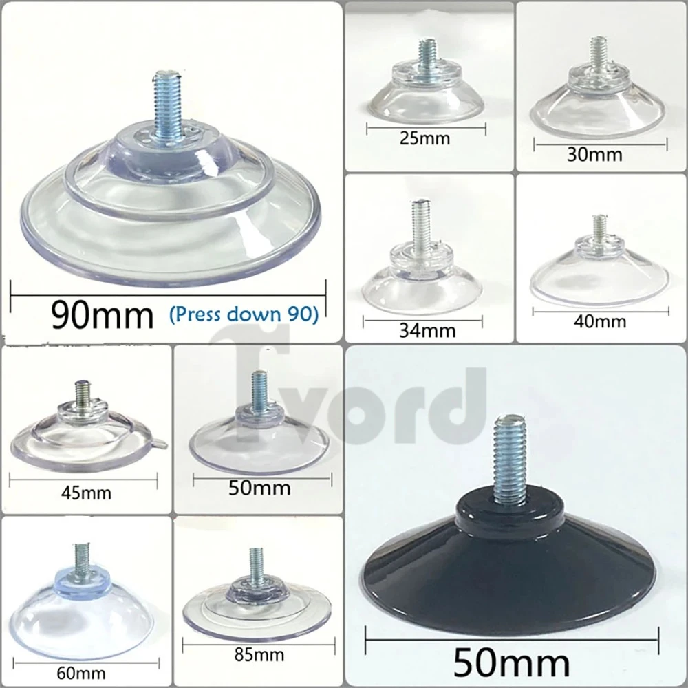 M4 M5 M6 M8 Transparent Suckers With Screw PVC Plastic Sucker Pad Holder Turn Nut Glass Table Tops Storage Tool Hooks