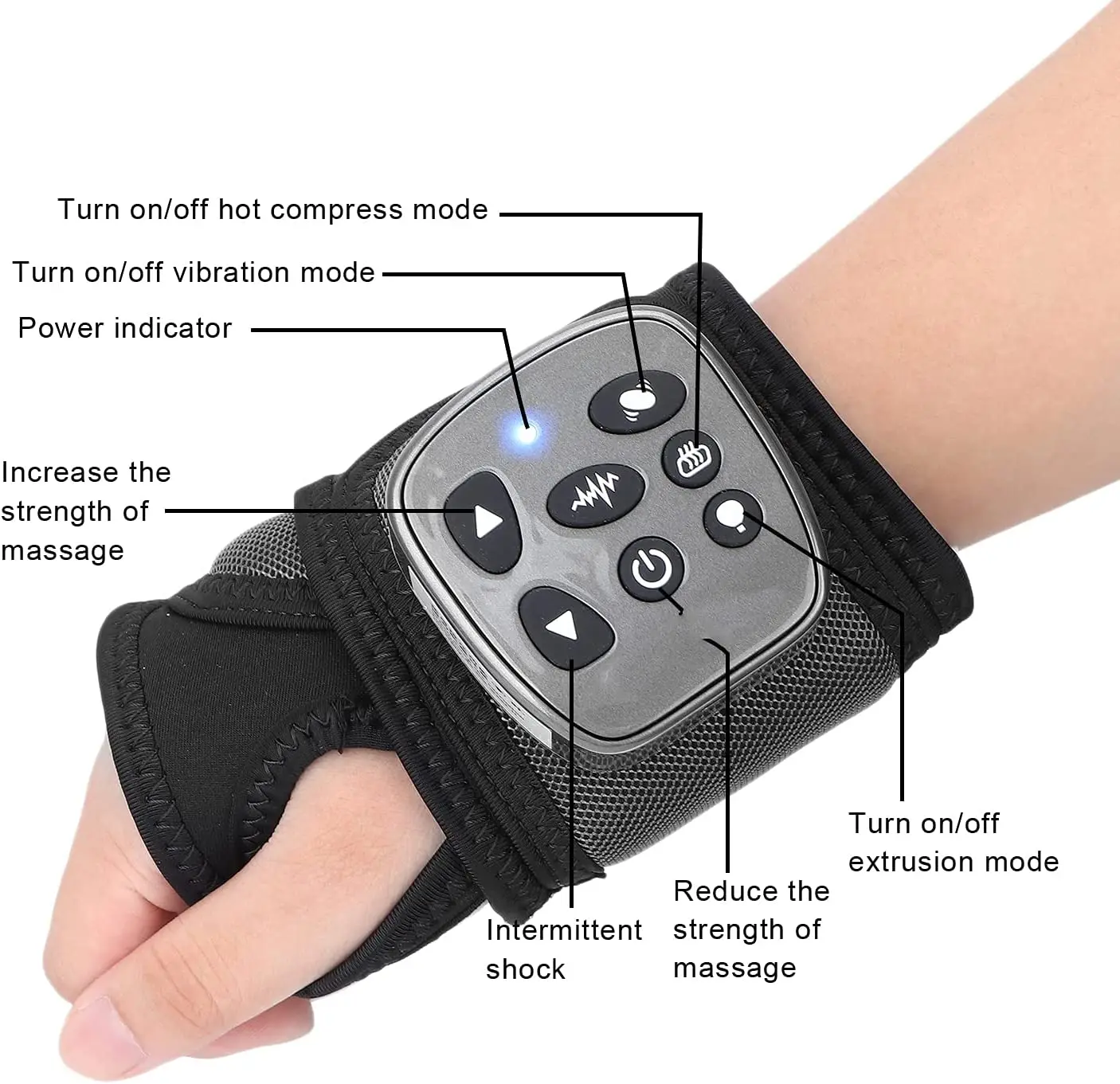 Heating Wristband Electric Vibration Wrist Massage Heating Brace Carpal Tunnel Wrist Support for Right or Left Hand Pain Relief