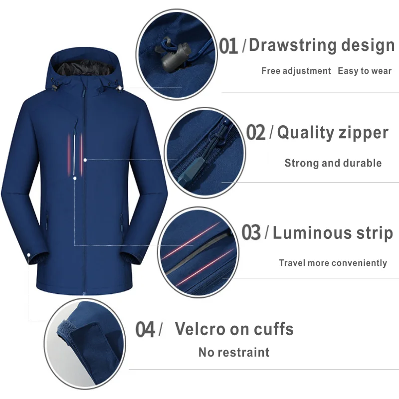 Jaquetas encapuzadas personalizadas, windbreakers de manga comprida, logotipo personalizável, outono e inverno