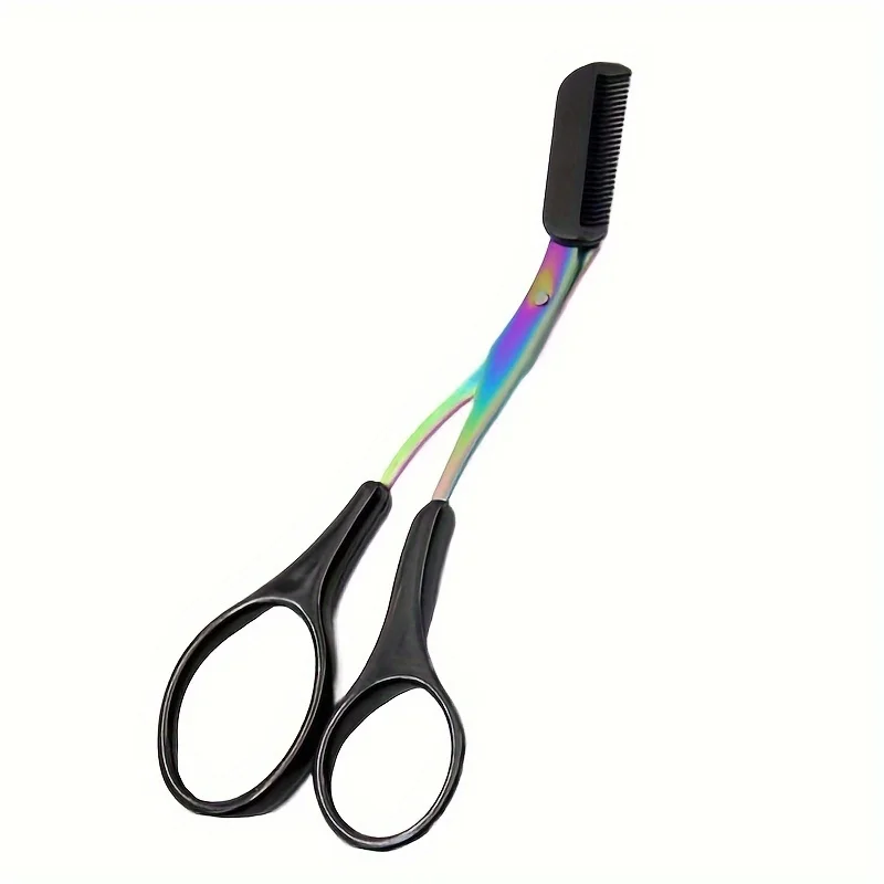 1pieces Stainless Steel Color Titanium Eyebrow Trimmer Scissors, Eyebrow Scissors with Comb image 3