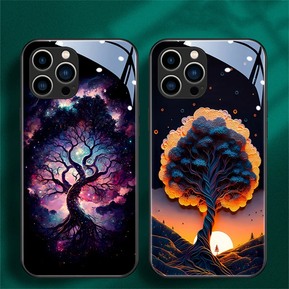 

Color Luxury Tree LED Light Up Phone Case For Samsung S24 S23 S22 S21 S20 FE Note 10 20 Plus Ultra A54 A14 A53 A52 Back Cover