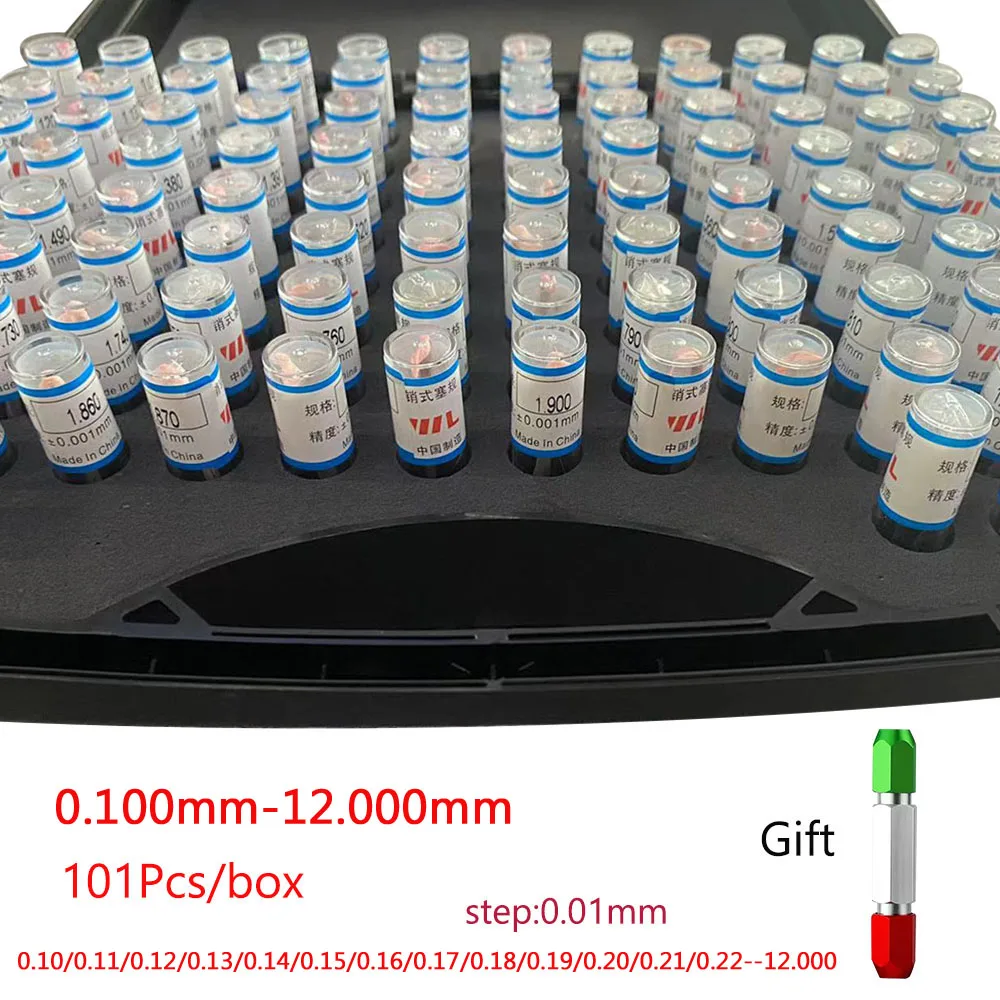 Pin Plug Gauge,0.1-12mm.1mm-2mm 101 ชิ้นปลั๊ก/รู/Gauge,ขั้นตอน 0.01 มม.,เครื่องมือสําหรับช่างไม้,การตรวจสอบ,เครื่องกลและการวัด