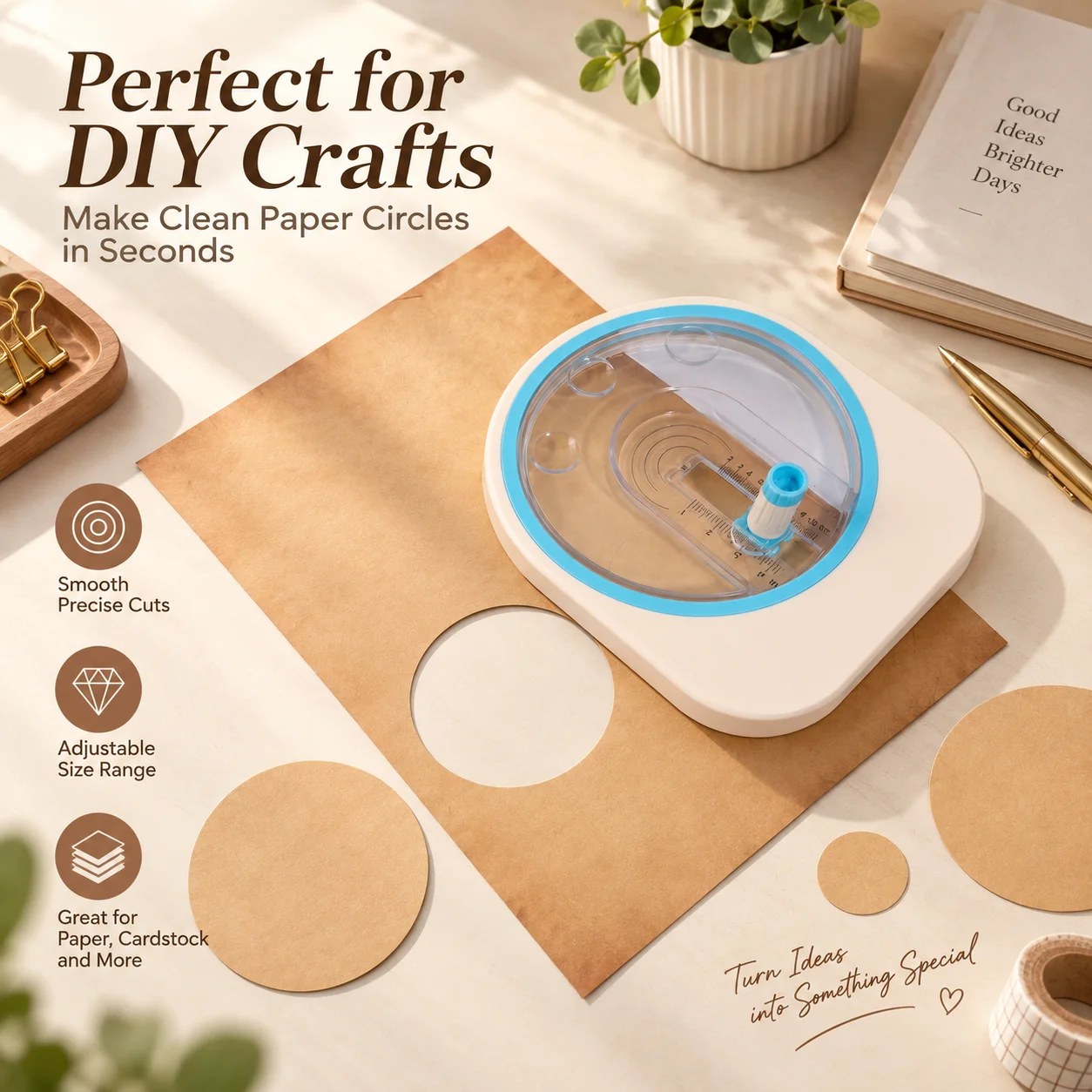 360 ° Drehbarer, kreisförmiger Papierschneider, in verschiedenen Größen verstellbar, ideal für DIY-Scrapbooking und Bastelarbeiten mit Karton. – Detail 5