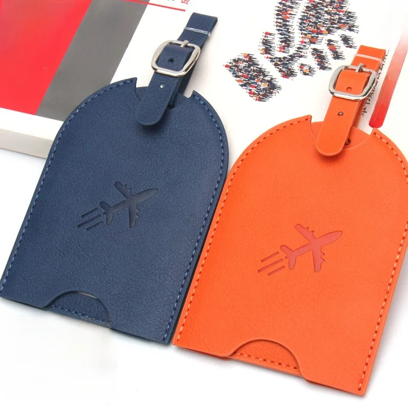 Push-pull Business Identificador Hidden Plane Boarding Pass Suitcase Tag Set Leather Double Layer Luggage Tags