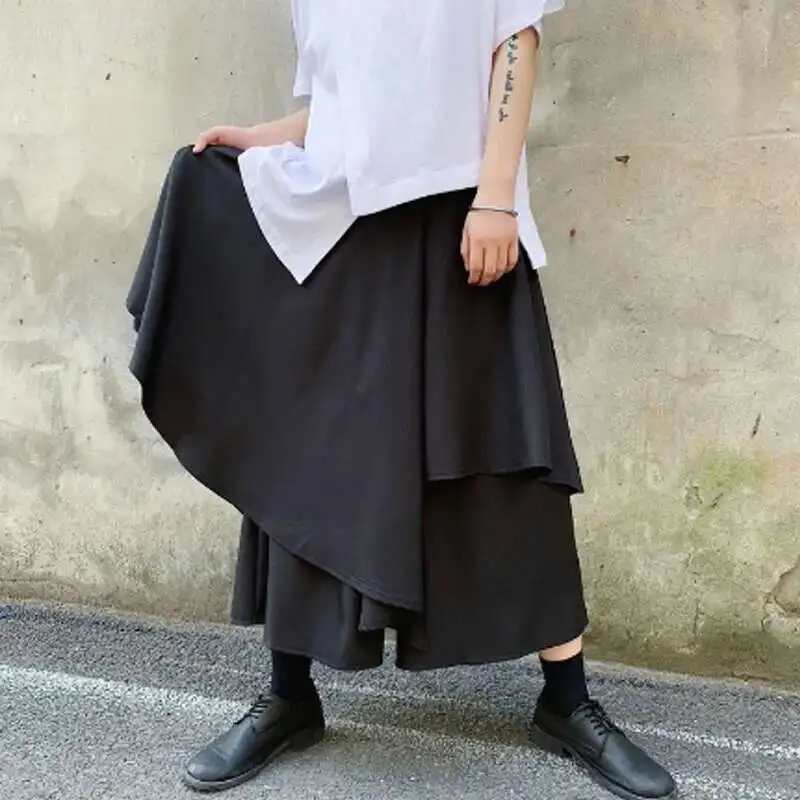 Harem Larga Outono Irregular Pants Patchwork Culottes Calças Homens Perna Dança Hip Hop Corredores Mulheres Haruku Japo