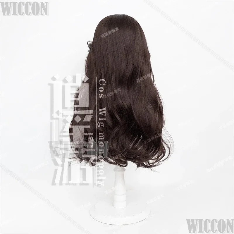 Peruka CyWild Game Hunt Yennefer z Wengbergu Cosplay Sexy Dojrzała Kobieta 70CM Brązowa Kręcona Peruka Naszyjnik Gwiazda Strój Halloweenowy Personalizowany