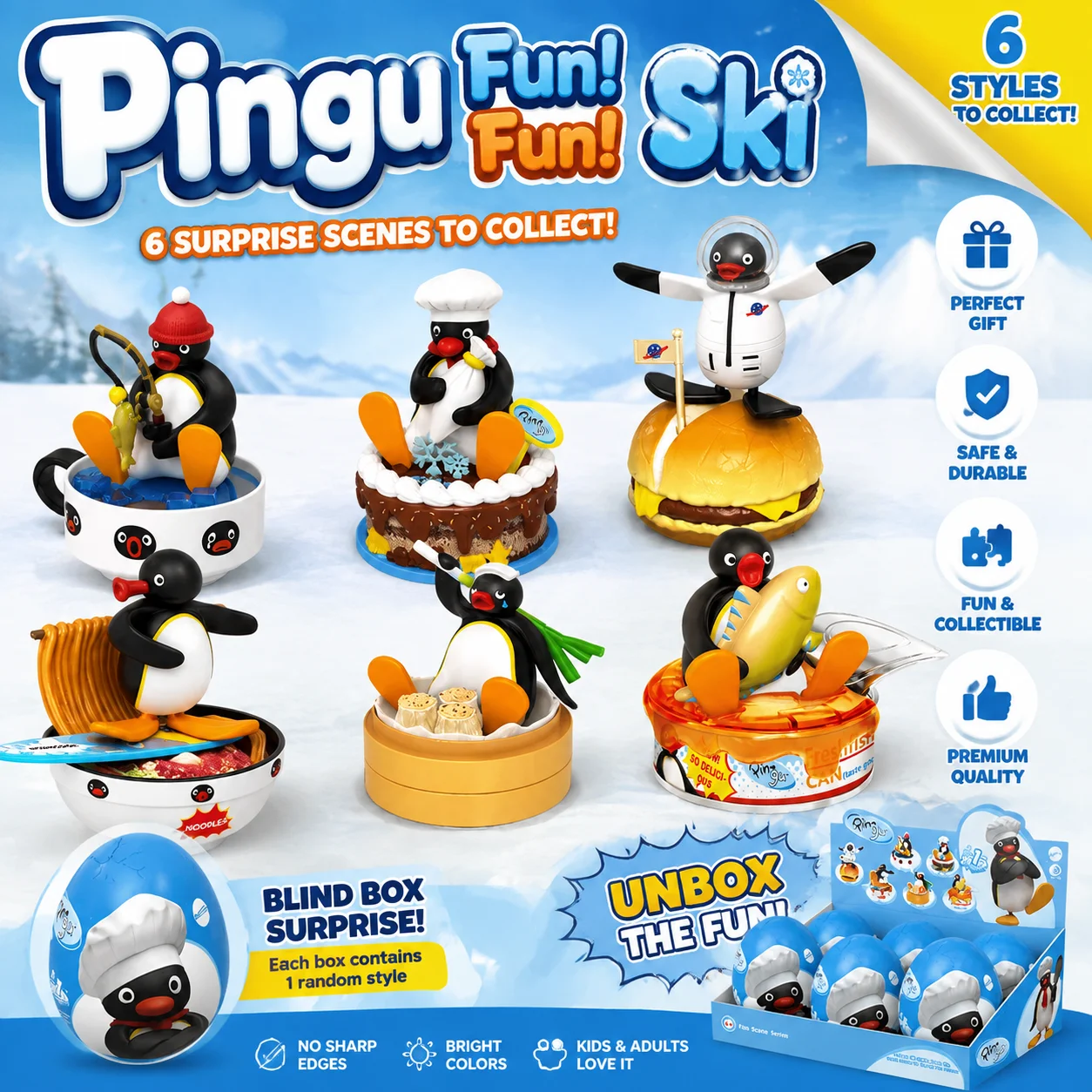 Food Storage Eggs - Figurine Pingu Penguin Blind Box, série