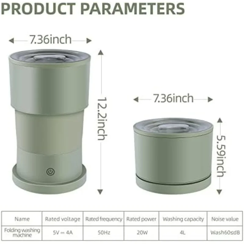 Portable Washing Machine - Foldable Mini Small Washer for Baby Clothes, Underwear or Small Items, Suitable for Apartment, Laundr