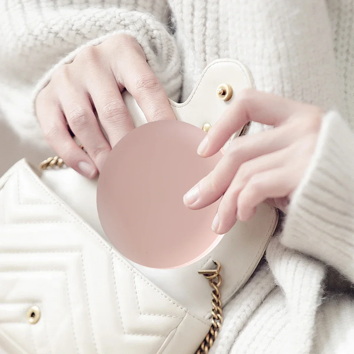 LED Travel Makeup Mirror 3.5 inch Lighted Compact Mirror Handheld Double Sided Portable Folding Mirror for Pocket Purse Handbag