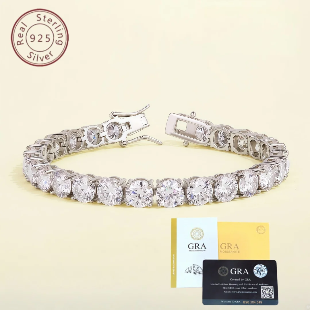 D VVS1 Moissanite Tennis Bracelet Original s925 Sterling Silver Plated 18k White Gold with GRA Bracelets for Women Man