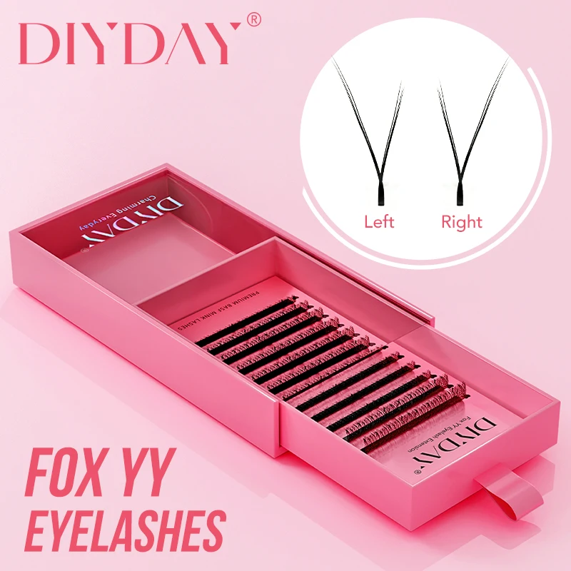 DIYDAY YY Fox Eyelash Extension Three layers Y Shaped Premade False Lashes Left and Right YY Fox Eyelashes Elongated your eyes