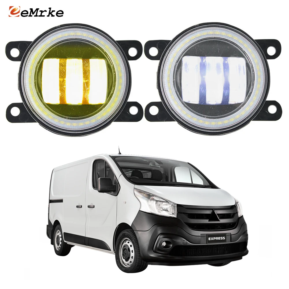 Car Led Angel Eye DRL Halo Daytime Running Lights for Mitsubishi Express 2020 2021 Fog Lamp Assembly with Lens Front Headlights