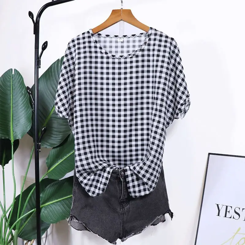 Plus Size Print Blouses Fashion O Neck Summer Summer Short Sleeve All-match Print Vintage Blouse Fashion Casual Female Clothes