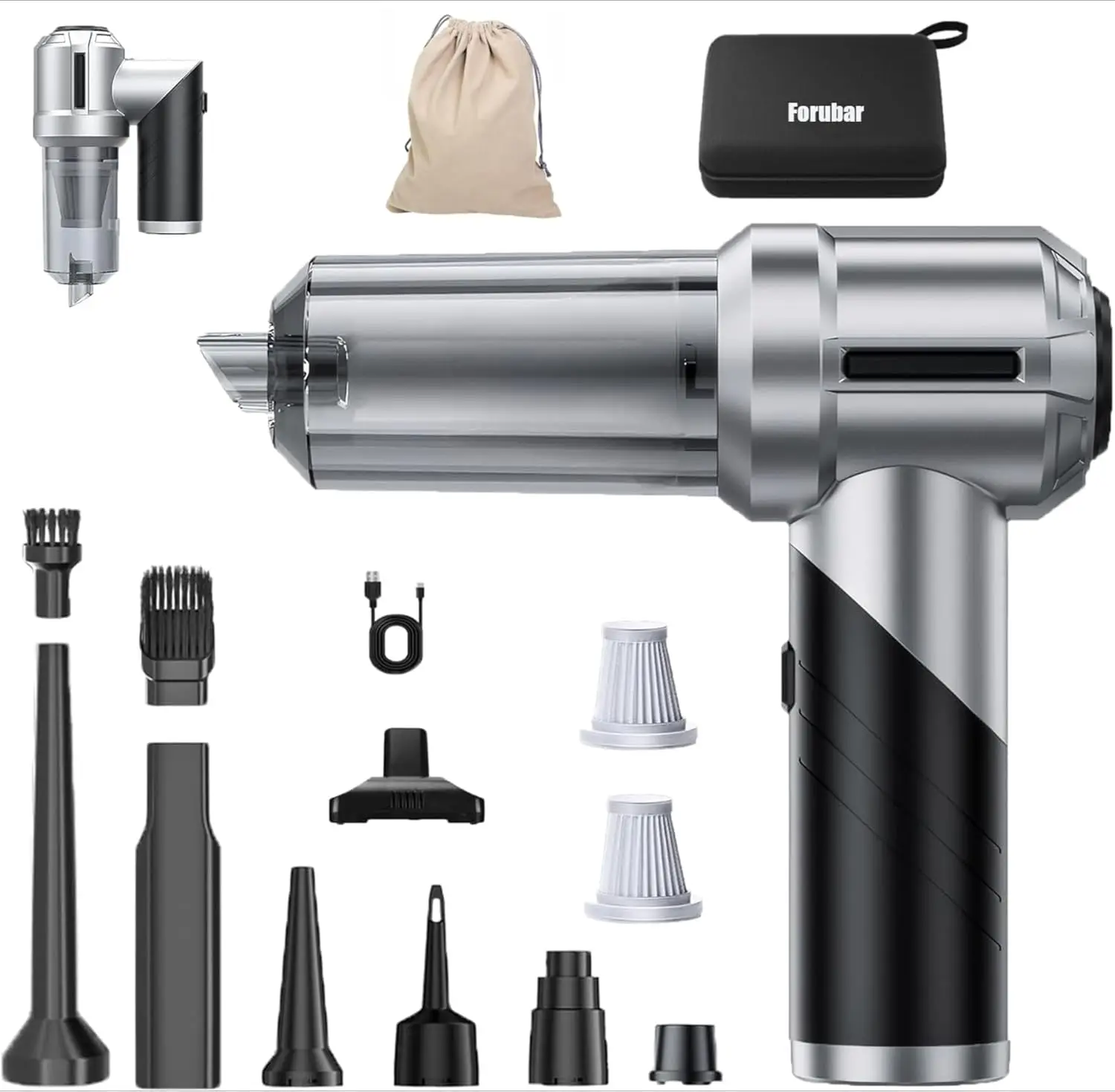 Foldable 4-in-1 Cordless Car Vacuum Cleaner, 22000Pa Handheld Portable with Compressed Air Duster Blower, 3-Speed for Car Home