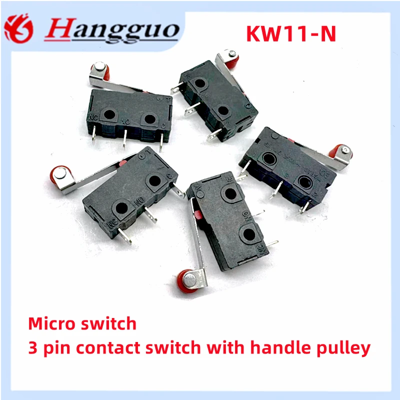 10PCS  20PCS KW11-N KW12 5A 125 250V SPDT 1NO 1NC Momentary Hinge Roller Lever Tact Micro Switches 3 Pins Mouse Reset Button