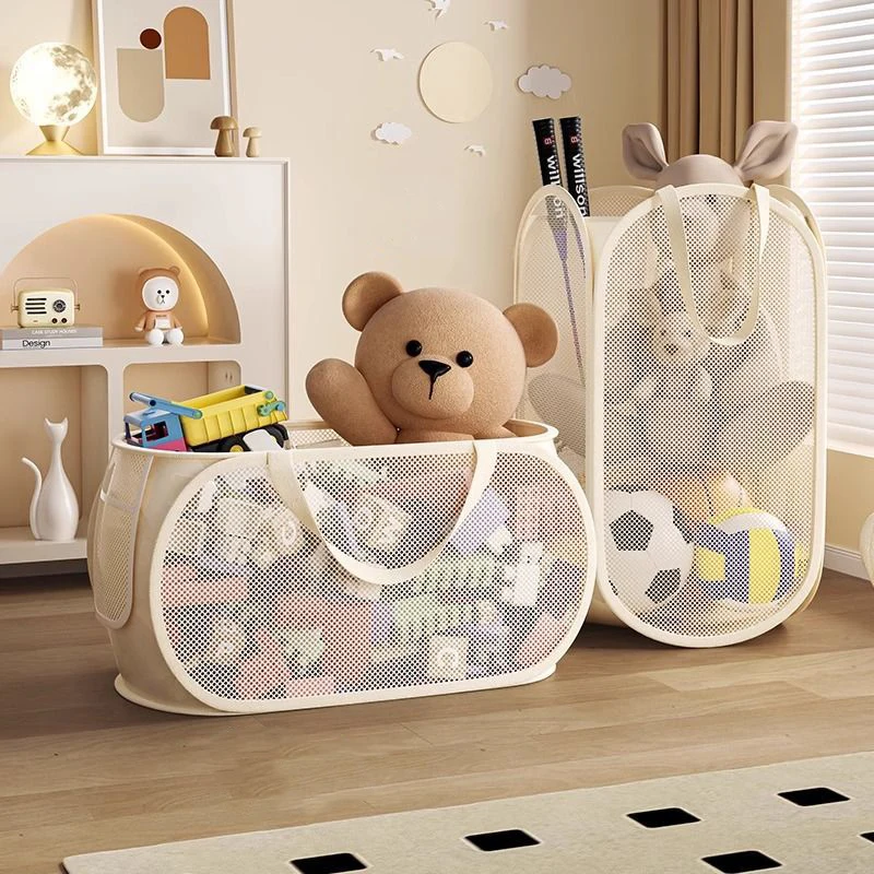 Caixa de armazenamento de brinquedos infantis, cesta organizadora portátil de grande capacidade para brinquedos de pelúcia, blocos de construção, organização de sala de jogos doméstica