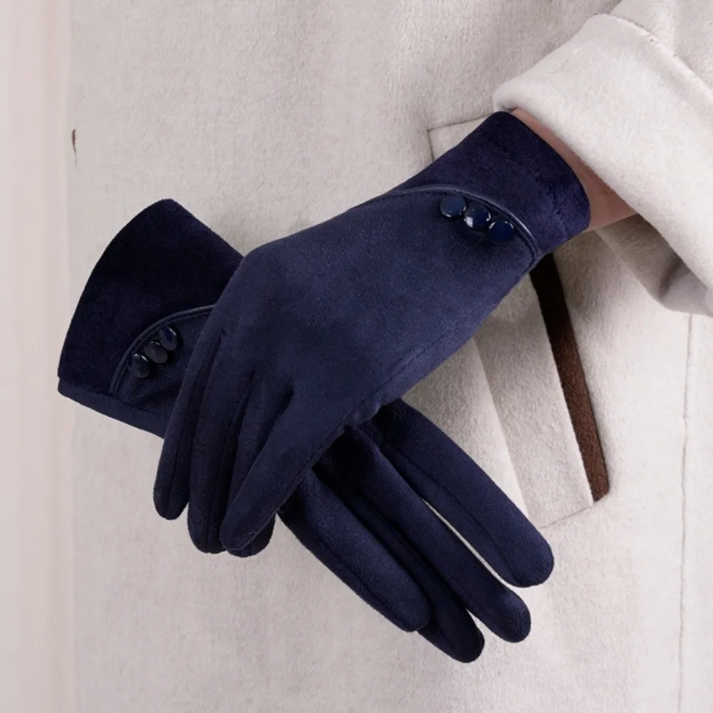 Practical Elegant Winter Thermal Gloves Thick Breathable Touch-Screen Gloves Warm Insulated Windproof Suede Gloves Hiking