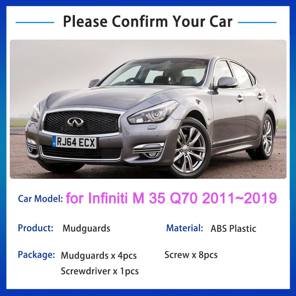 Błotniki do Infiniti M 35 Q70 2011~2019 Akcesoria 2014 2015 M25 M35h M37 M56 Q70L Y51 4x Chlapacze przedniego błotnika