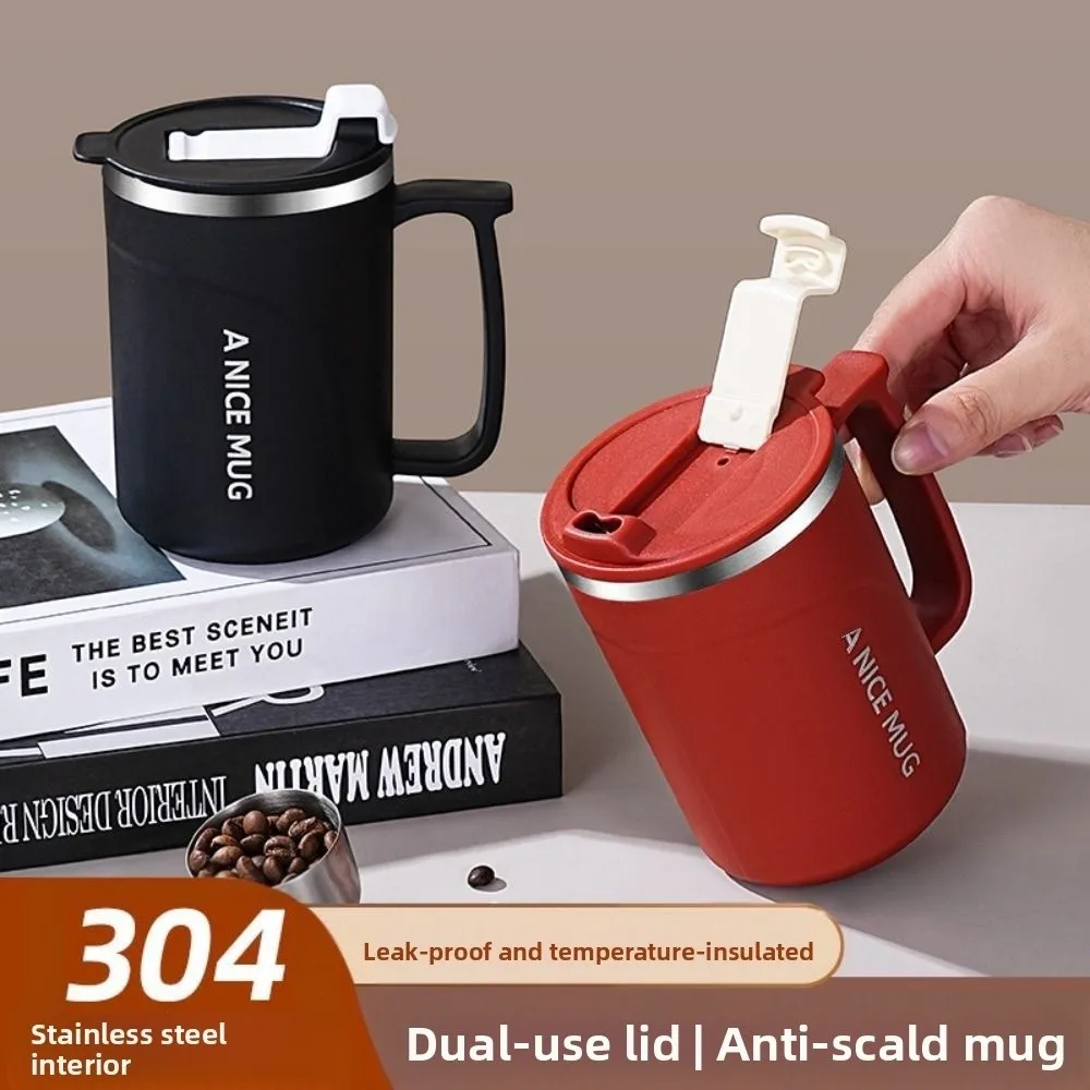 

500ml Insulated Coffee Cup Double-layer Stainless Steel Vacuum Water Bottle Non-Slip Leak-proof Milk Coffee Mug Office Worker