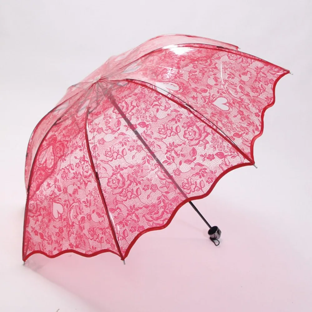 

Durable Foldable Lace Parasol Umbrella Large Transparent Love Bride Umbrella Embroidery Kids Sun Umbrella for Photo Prop