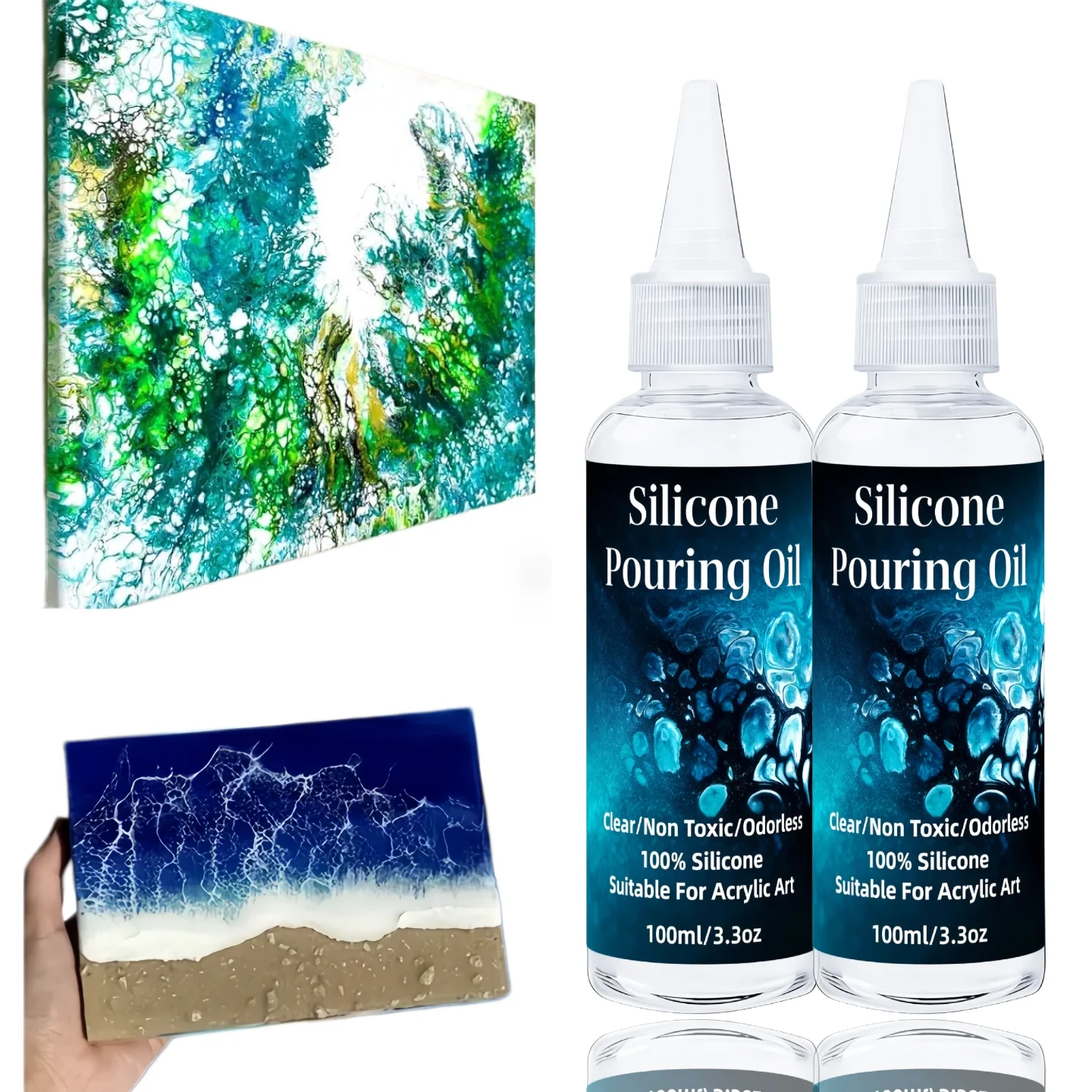 Silicone Pouring Oil for Dramatic Cell Effects - Unleash Stunning Lacing and 3D Depth in Your Acrylic Pour Paintings