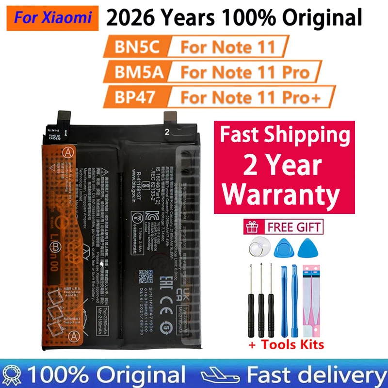 2026 Years Repalcement 100% Original BN5C BM5A BP47 Battery For Xiaomi Poco M4 Pro 5G  Redmi Note 11S 11 Pro 11 Pro+ Batteries